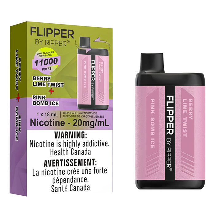 Pink Bomb Ice + Berry Lime Twist Flipper by Ripper 11000 Puffs Disposable Vape Ct 5