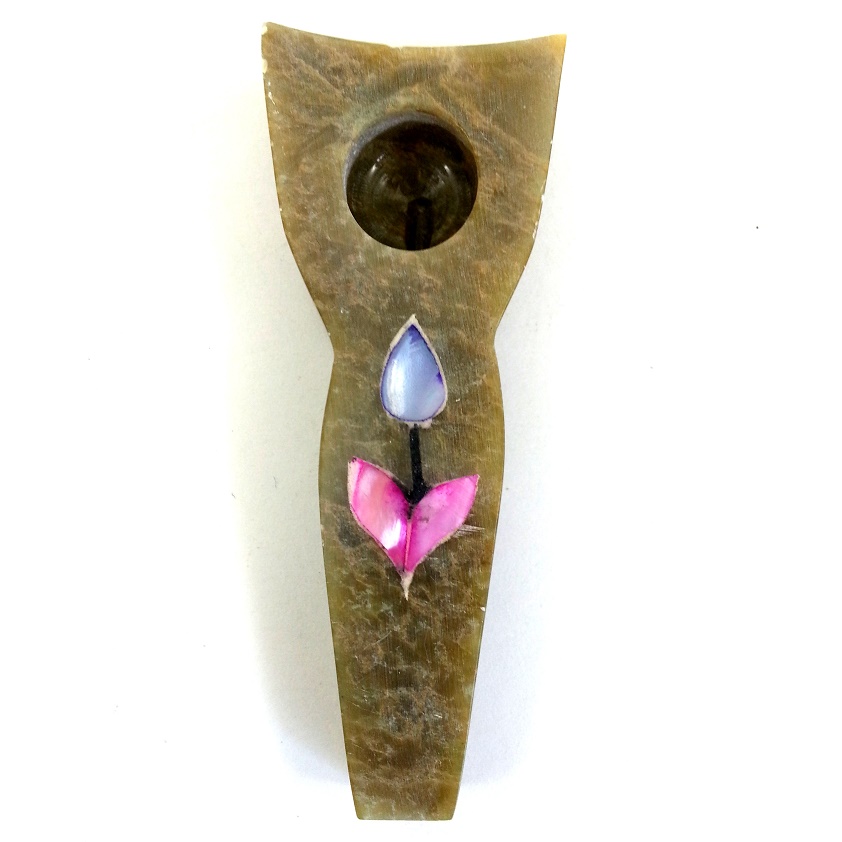 Hand Crafted Flower Motif Stone pipe