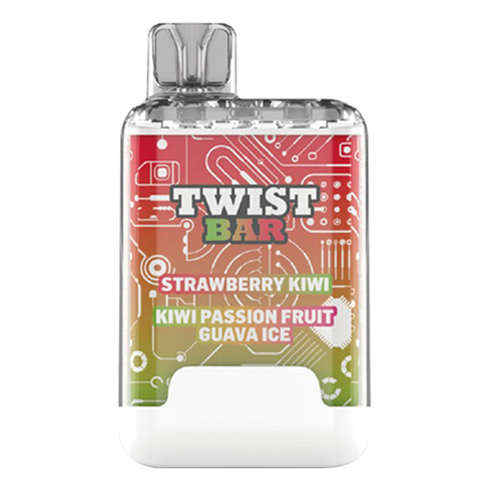 Strawberry Kiwi + Kiwi Passionfruit Guava Ice Twist Bar Up to 10000 Puffs Disposable Vape Ct-10