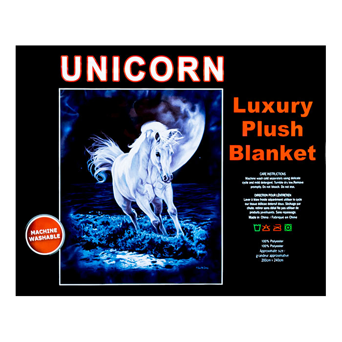 White Unicorn Queen Size Plush Blanket