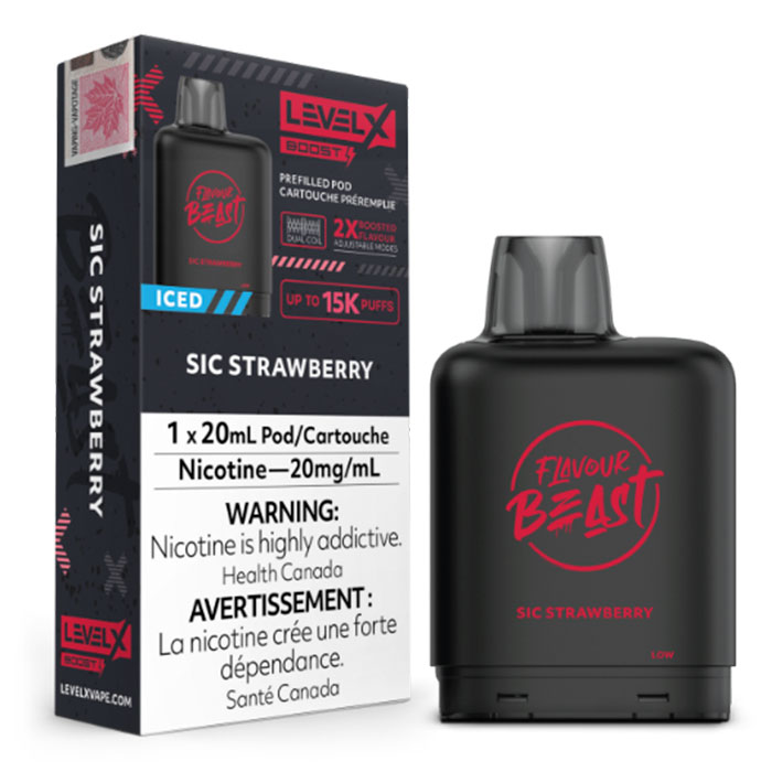 SIC Strawberry Berry Flavour 15000 Puffs Level X Boost Pods Ct 6