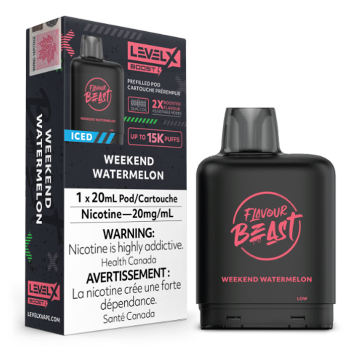 Weekend Watermelon Ice Flavour Beast 15000 Puffs Level X Boost Pods Ct 6