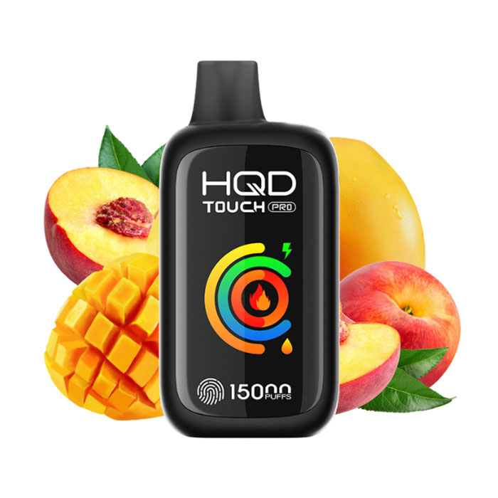 Mango Peach HQD Touch Pro 15000 Puffs Disposable Vape 3ct