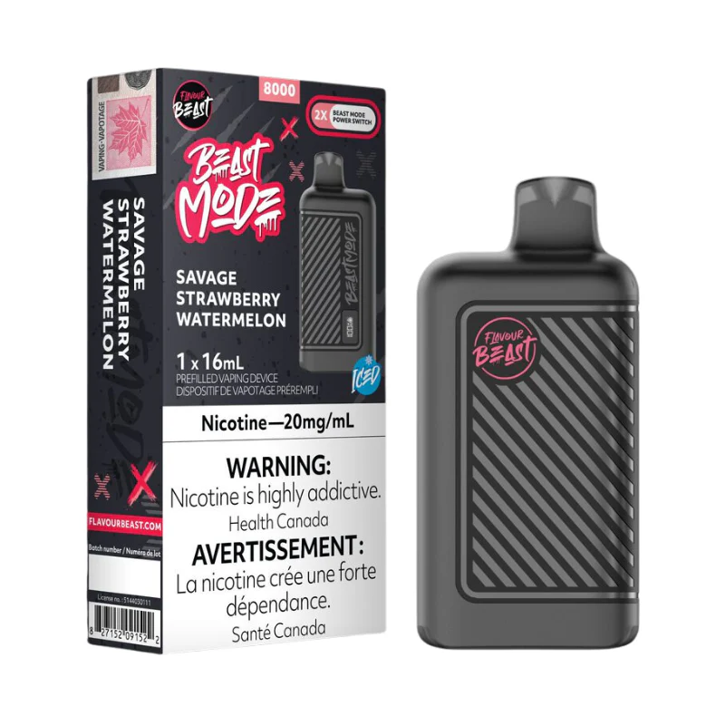 (Stamped) Savage Strawberry Watermelon Flavour Beast Mode 8000 Puffs Disposable Vape Ct 5