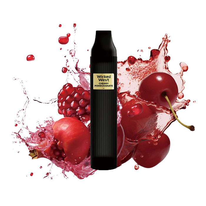 BC compliant device-Cherry Pomegranate Wicked West Pillar 2500 Puffs Disposable Vape 5ct