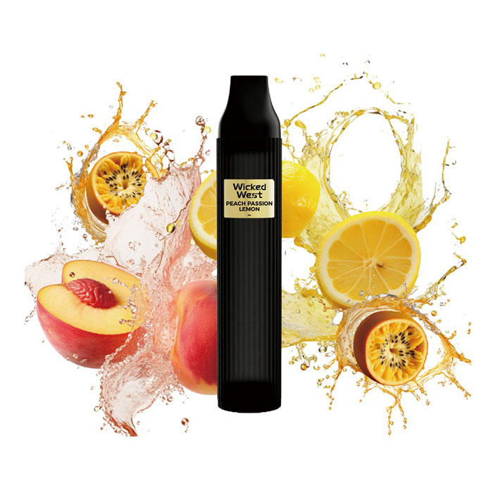 BC compliant device-Peach Passion Lemon Wicked West Pillar 2500 Puffs Disposable Vape 5ct