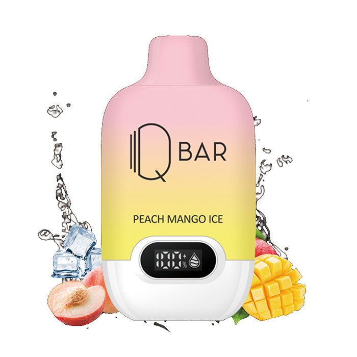 Peach Mango Ice-BC Compliance QBAR Upto 10000 Puffs Digital Disposable Vape Ct 10