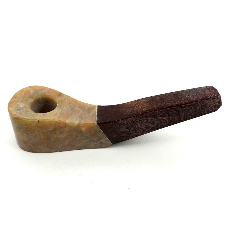 Hand Made 50 50 Angled Stone and Wood Pipe Hand Made 50 50 Angled Stone and Wood Pipe