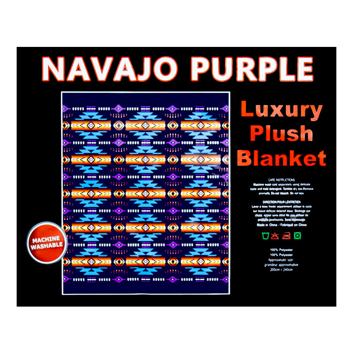 Navajo Purple Queen Size Plush Blanket
