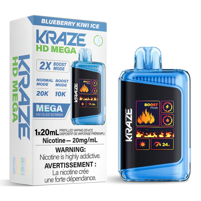 Blueberry Kiwi Ice Kraze HD Mega 20000 Puffs Disposable Vape Ct 5