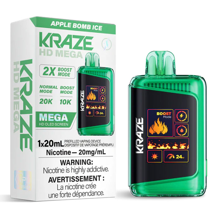 Apple Bomb Ice Kraze HD Mega 20000 Puffs Disposable Vape Ct 5