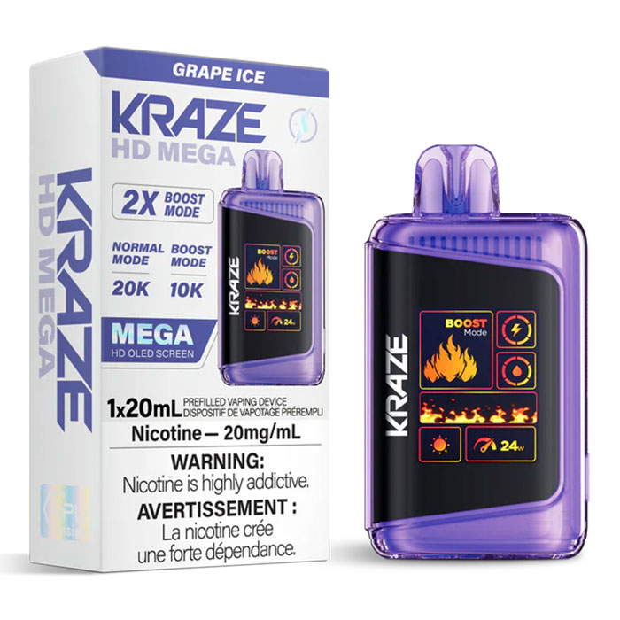 Grape Ice Kraze HD Mega 20000 Puffs Disposable Vape Ct 5