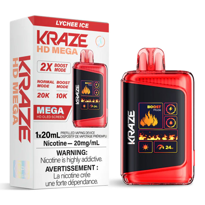 Lychee Ice Kraze HD Mega 20000 Puffs Disposable Vape Ct 5