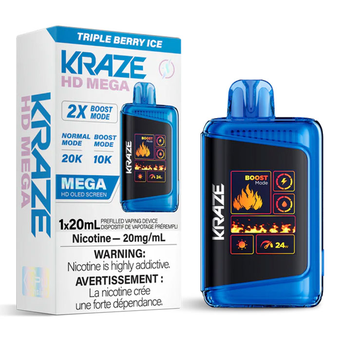 Triple Berry Ice Kraze HD Mega 20000 Puffs Disposable Vape Ct 5