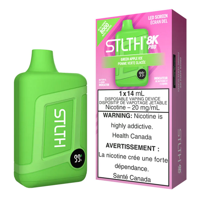 (Stamped) Green Apple Ice Stlth Pro 8000 Puffs Disposable Vape Ct 5