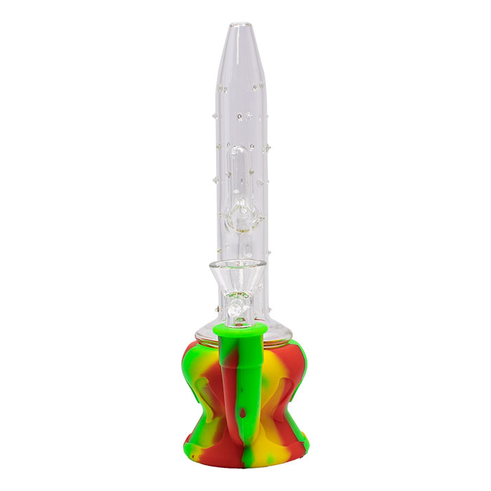 Red Cactus Style 9 Inches Silicone Glass Bong