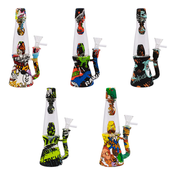 Black Lava Lamp 9 Inches Silicone Bong 