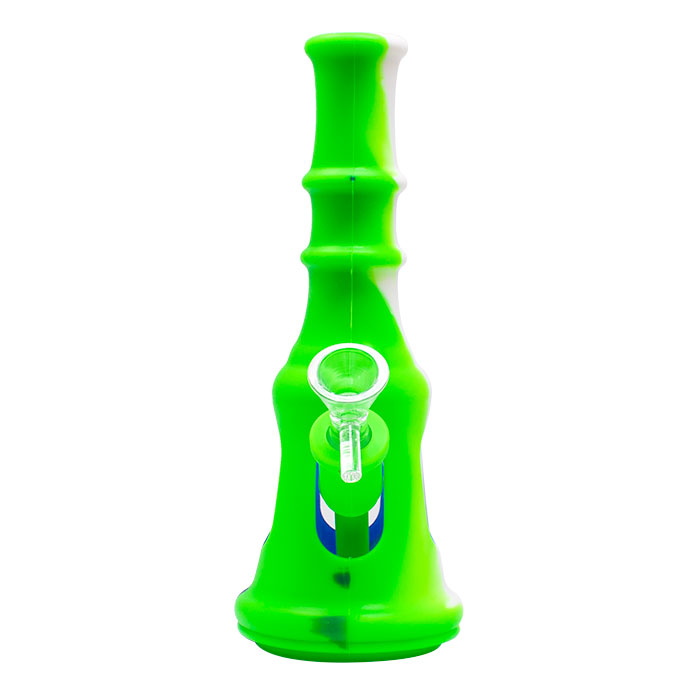 Blue Graphics Glass and Silicone Bong 8 Inches