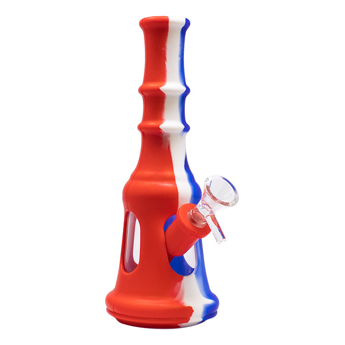 Red Graphics Glass and Silicone Bong 8 Inches