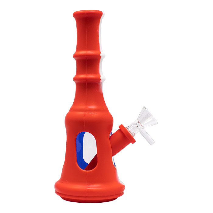 Red Graphics Glass and Silicone Bong 8 Inches