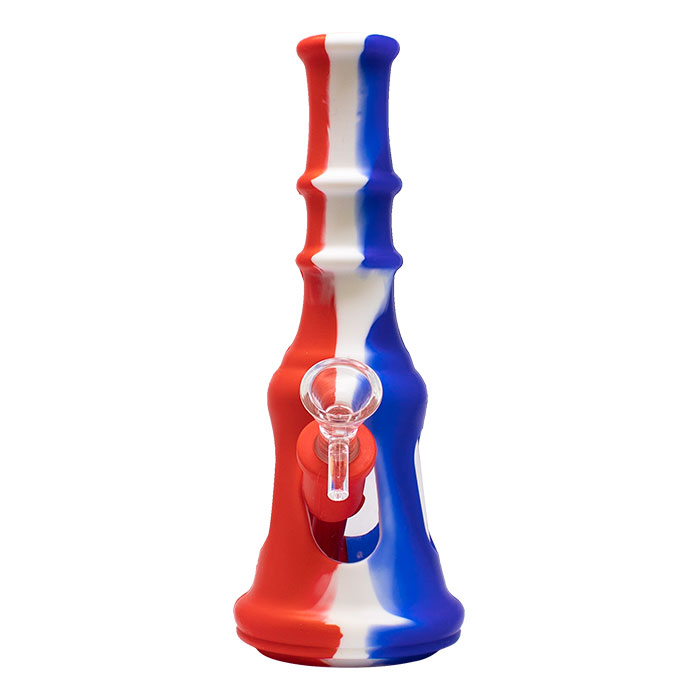 Red Graphics Glass and Silicone Bong 8 Inches