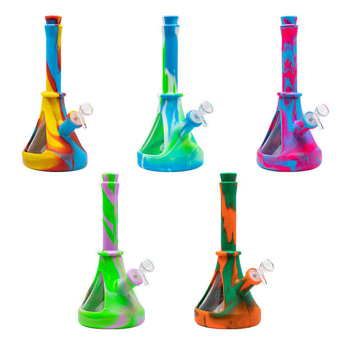 Orange Graphics Silicone Beaker Bong 10 Inches