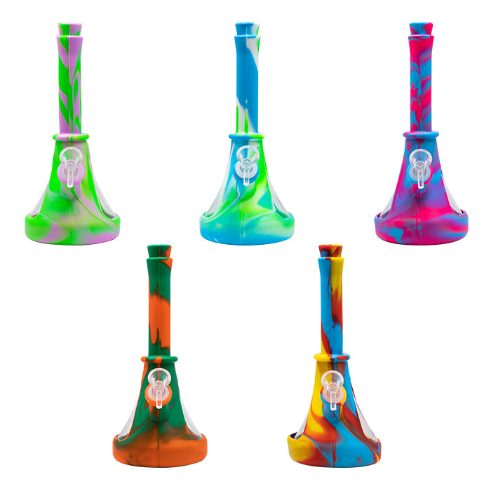 Purple Graphics Silicone Beaker Bong 10 Inches