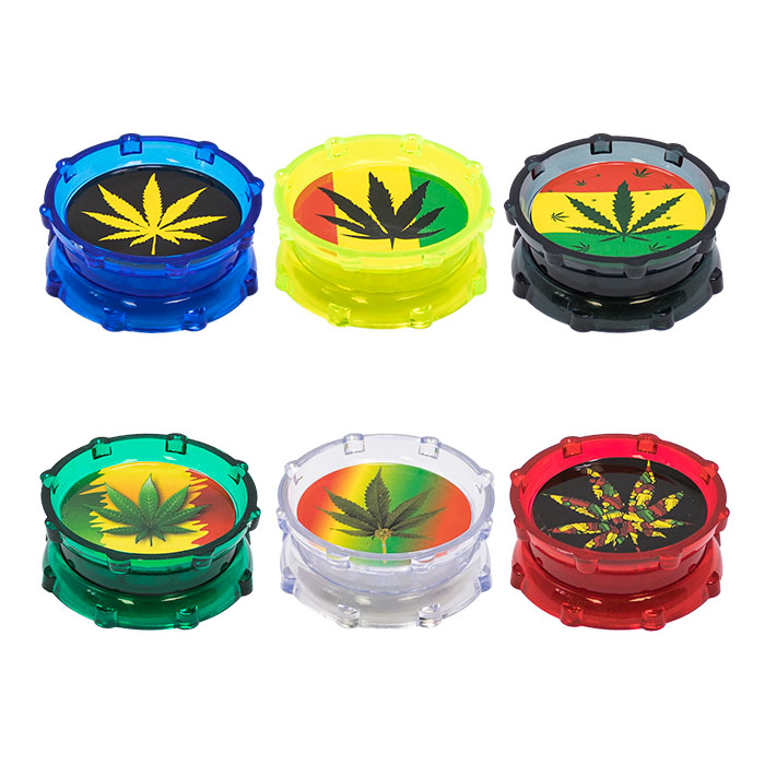 Assorted Color 3 Parts Acrylic Grinder Display Of 24