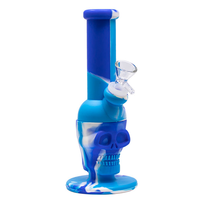 Blue Skull Silicone 8 Inches Bong 