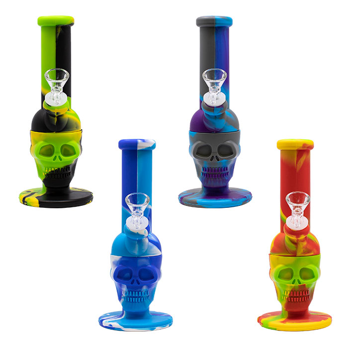 Purple Skull Silicone 8 Inches Bong 