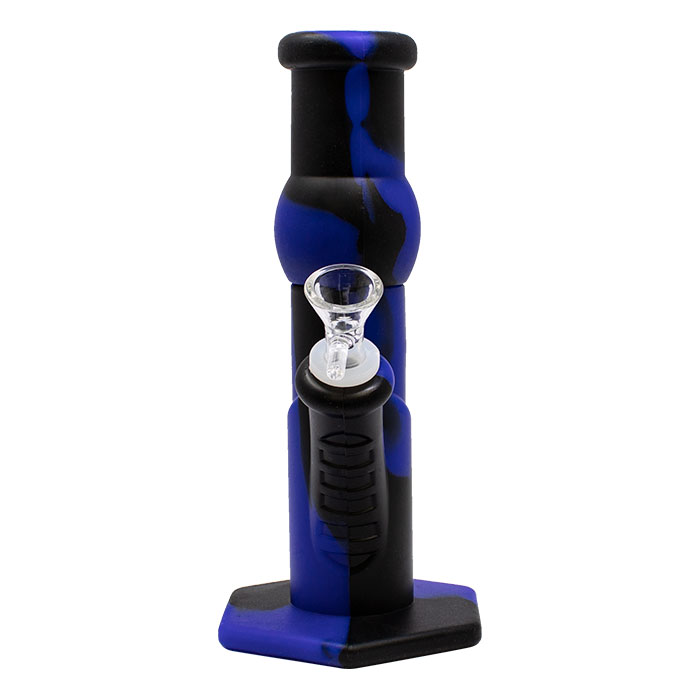 Black Hexagon Base Straight Tube 9 Inches Silicone Bong