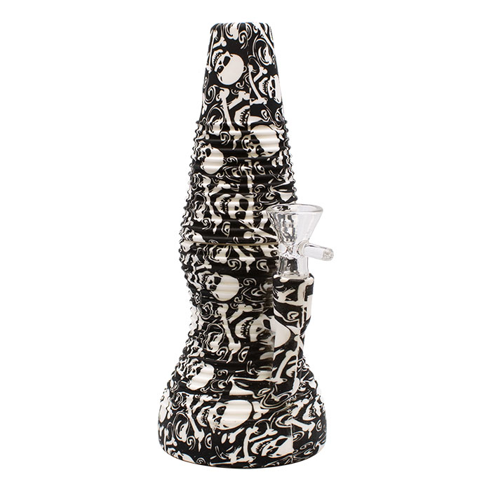 Black Skulls Lava Lamp 8 Inches Silicone Bong