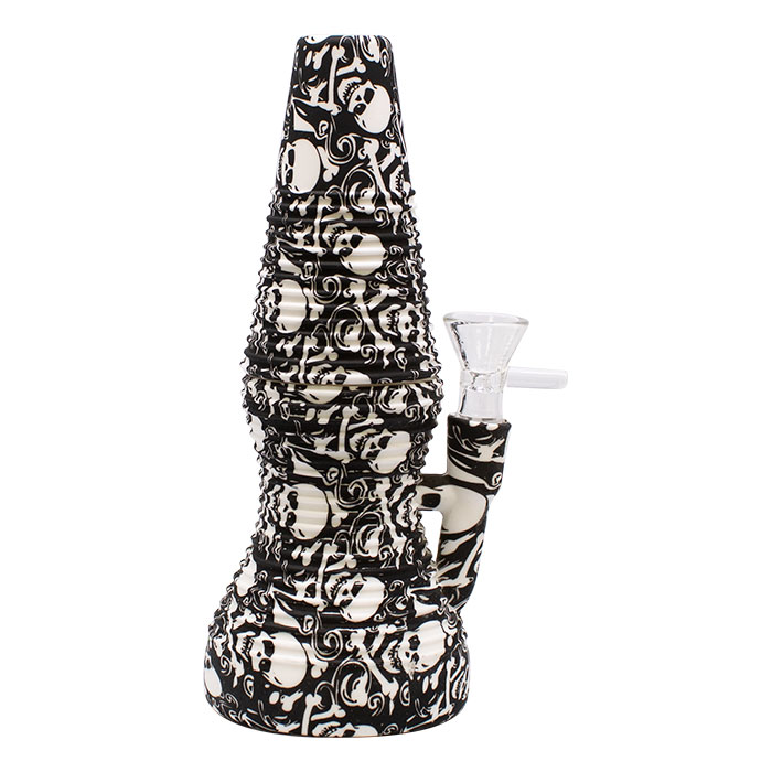 Black Skulls Lava Lamp 8 Inches Silicone Bong