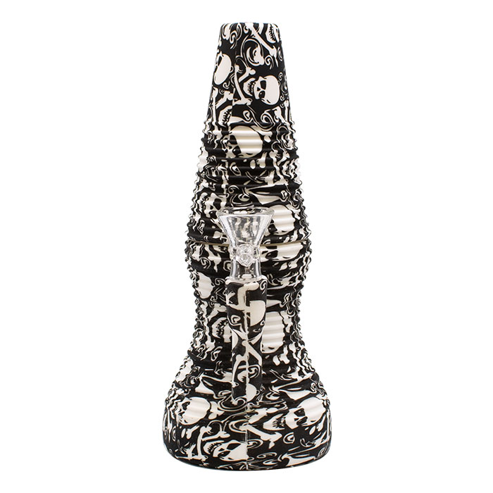 Black Skulls Lava Lamp 8 Inches Silicone Bong