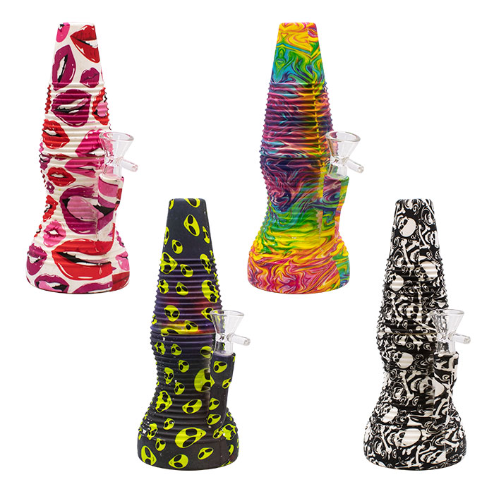 Black Skulls Lava Lamp 8 Inches Silicone Bong