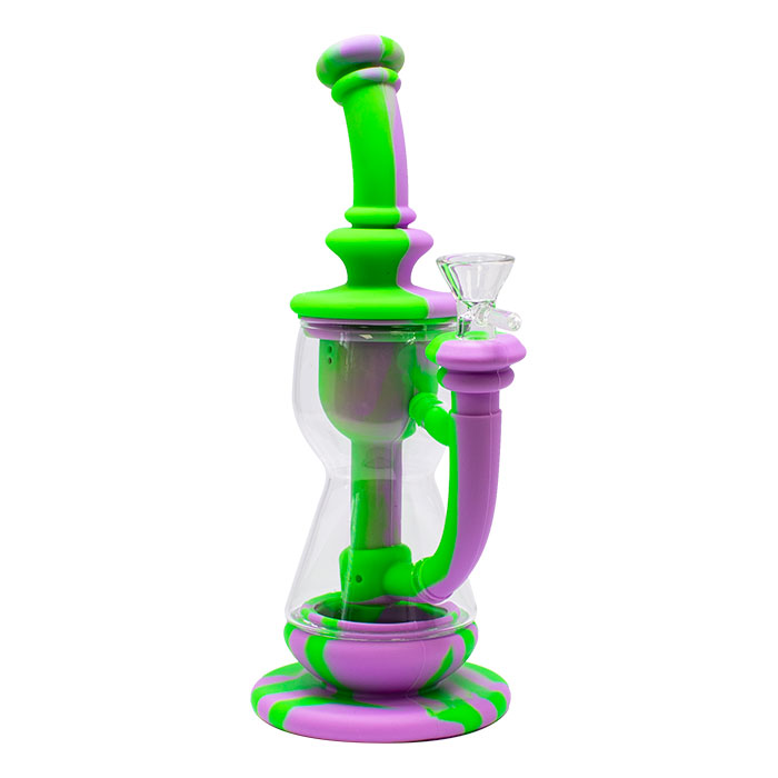 Pink Hourglass 10 Inches Silicone Bong