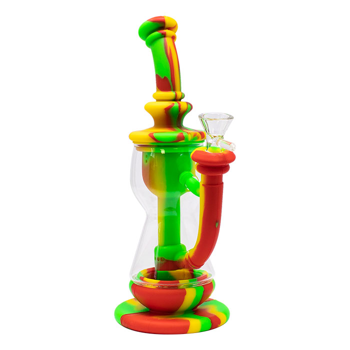 Red Hourglass 10 Inches Silicone Bong