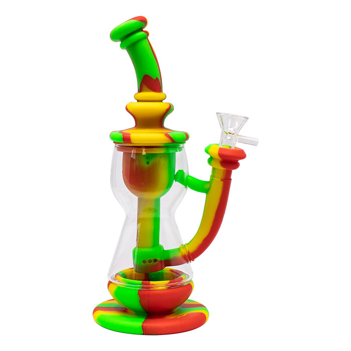 Red Hourglass 10 Inches Silicone Bong