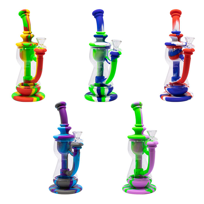 Red Hourglass 10 Inches Silicone Bong