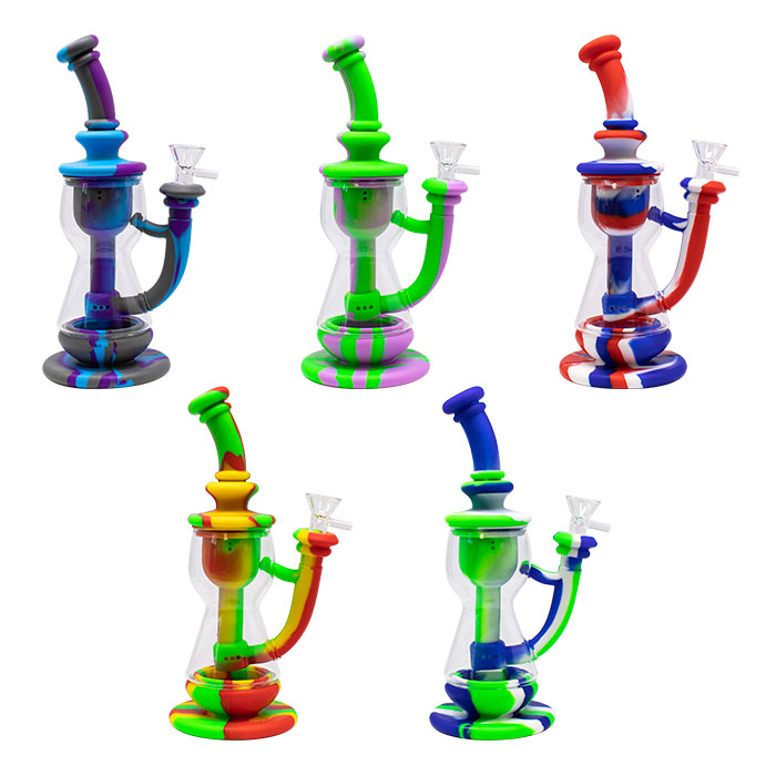 Red Hourglass 10 Inches Silicone Bong