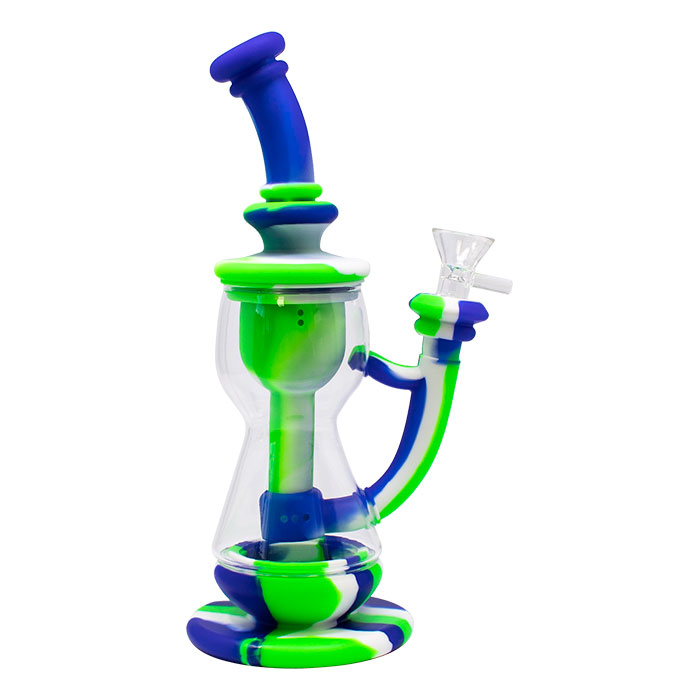 Green Hourglass 10 Inches Silicone Bong