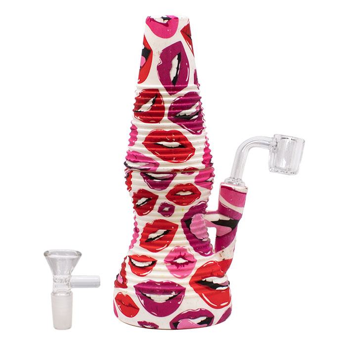 Red Colorbar Lava Lamp 8 Inches Silicone Bong and Dab Rigs