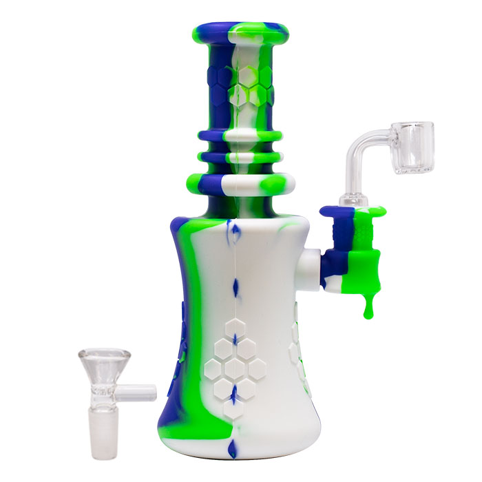 White Classic Honey Drop 8 Inches Silicone Bong and Dab Rigs