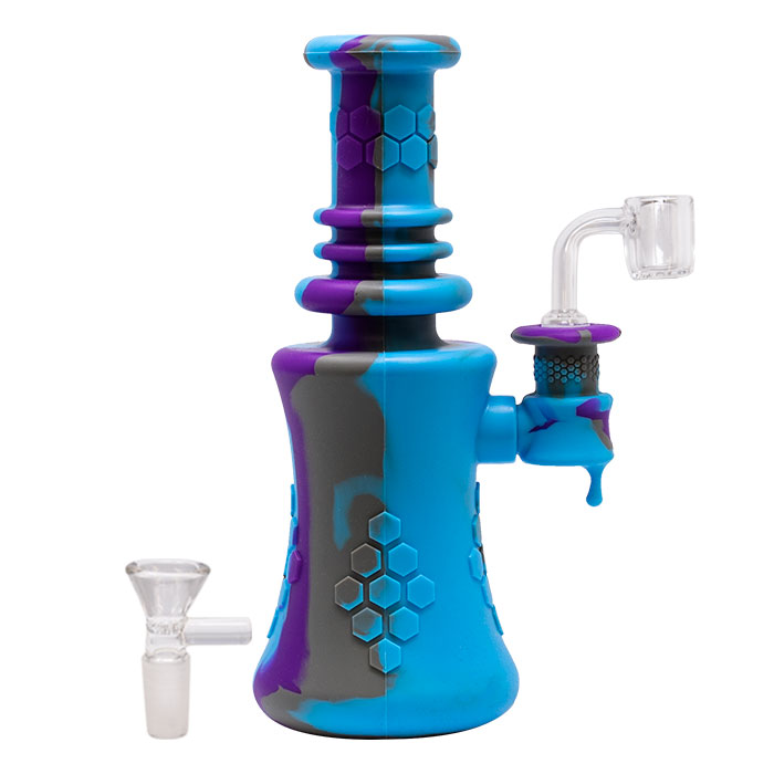 Blue Classic Honey Drop 8 Inches Silicone Bong and Dab Rigs