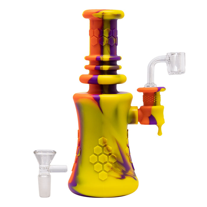 Purple Classic Honey Drop 8 Inches Silicone Bong and Dab Rigs