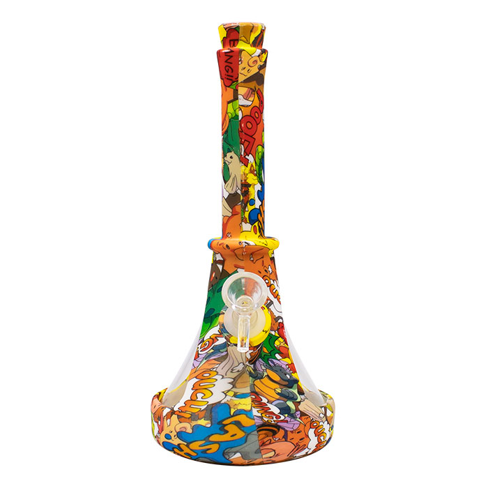 Yellow Graphics Silicone Beaker Bong 10 Inches