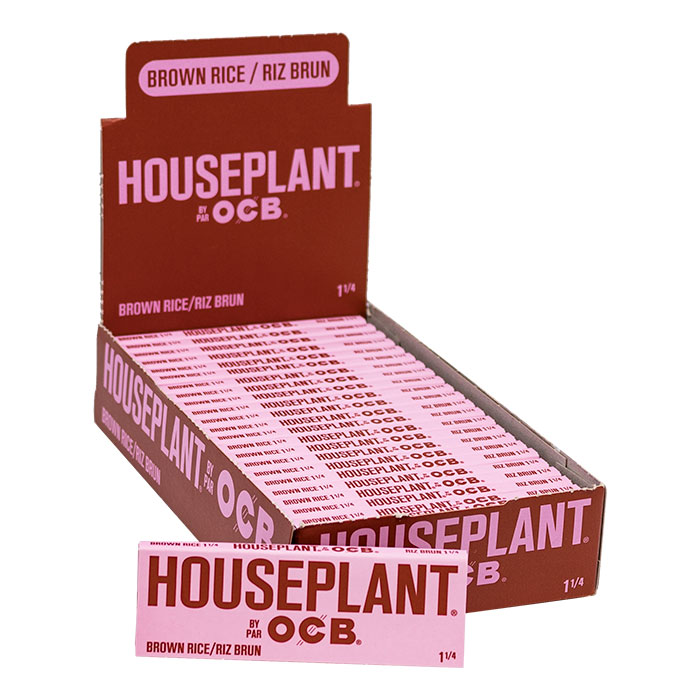 Houseplant by OCB Brown Rice 1 1-4 Rolling Papers Display of 24