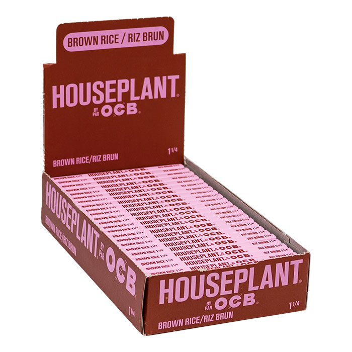 Houseplant by OCB Brown Rice 1 1-4 Rolling Papers Display of 24