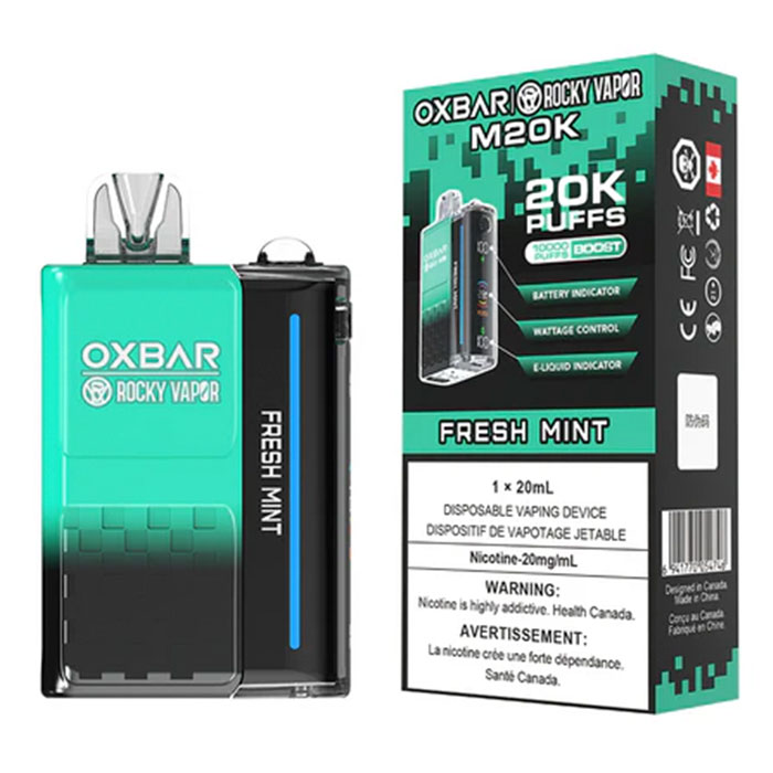 Fresh Mint Oxbar Rocky Vapor M20000 Puffs Disposable Vape Ct 5