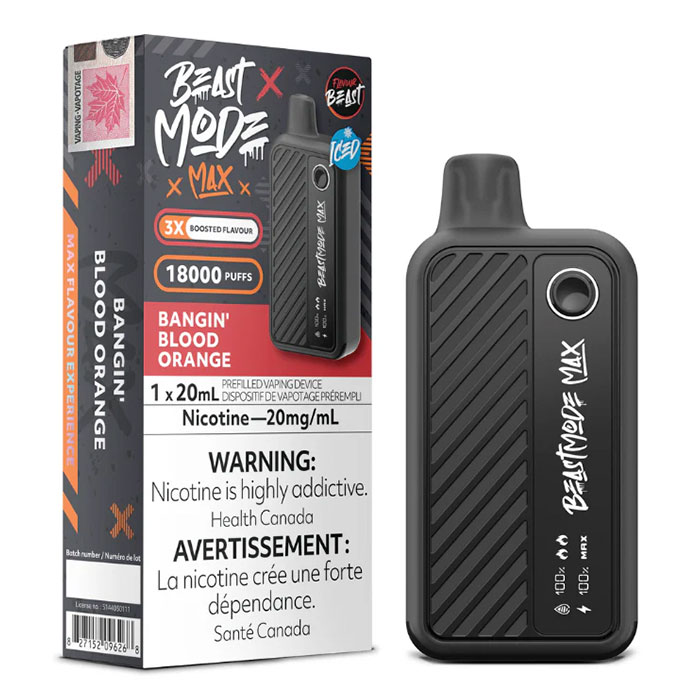 (Stamped) Bangin Blood Orange Iced Beast Mode Max 18000 Puffs Disposable Vape Ct 5